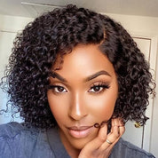 Short Kinky Curly Parted Wig