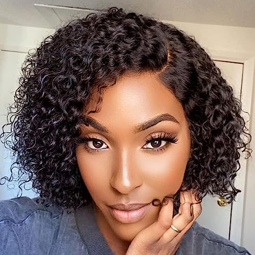 Short Kinky Curly Parted Wig