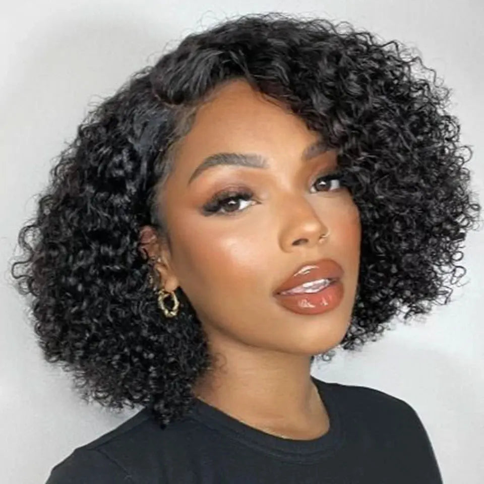 Short Kinky Curly Parted Wig