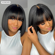 Yaki Straight Bob With Bangs Wig Premium Remy Human Hair