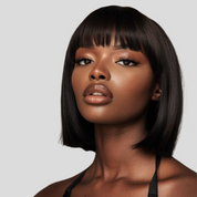 Yaki Straight Bob With Bangs Wig Premium Remy Human Hair