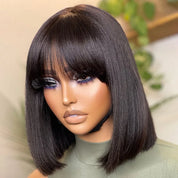 Yaki Straight Bob With Bangs Wig (Amazon) Natural Look